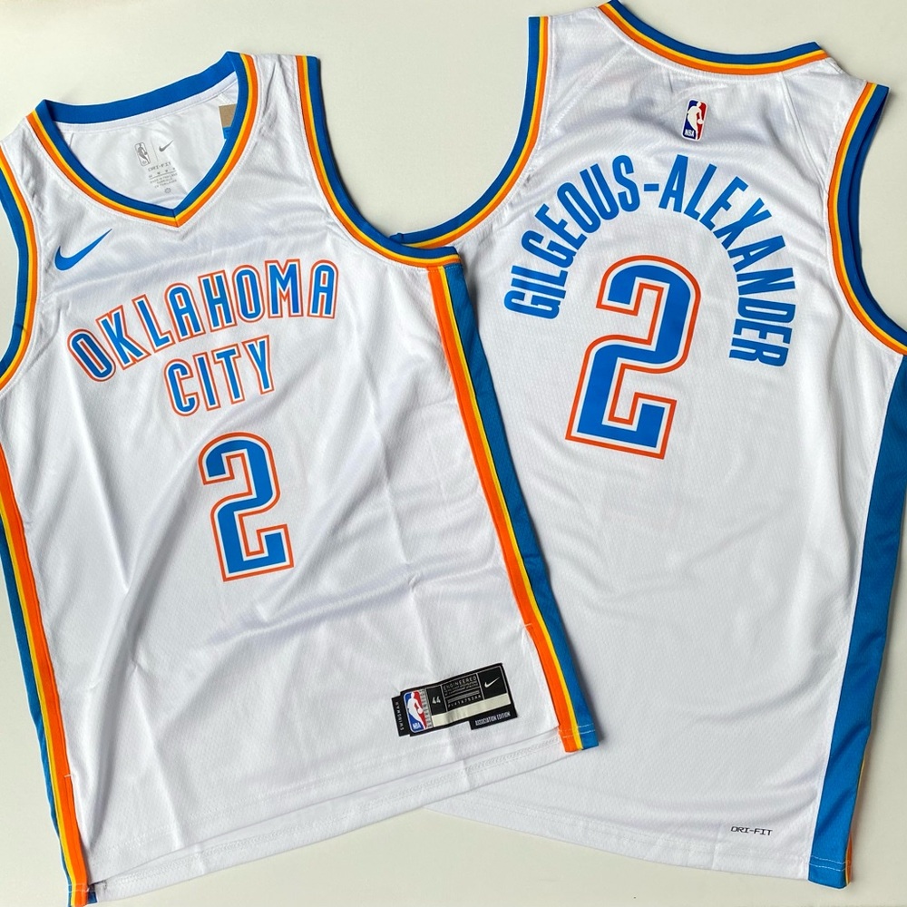 SGA Shai Gilgeous-Alexander Okc Thunder #2 White Jersey size S to 2XL